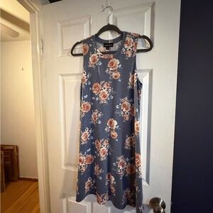 Blue Floral Sleeveless Dress